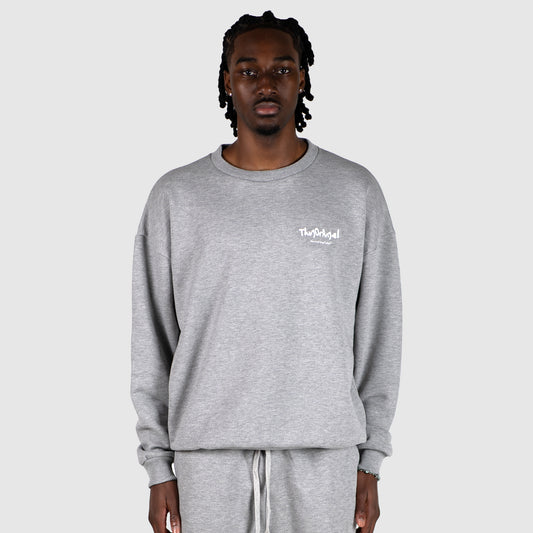 Thugorangel Relaxed Fit Sweatshirt - Grey Marl/White