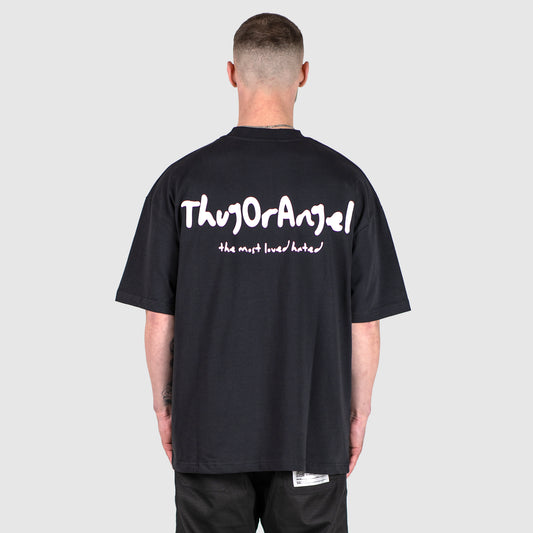 Thugorangel Oversized Premium Weight Cotton T-Shirt - Black/White