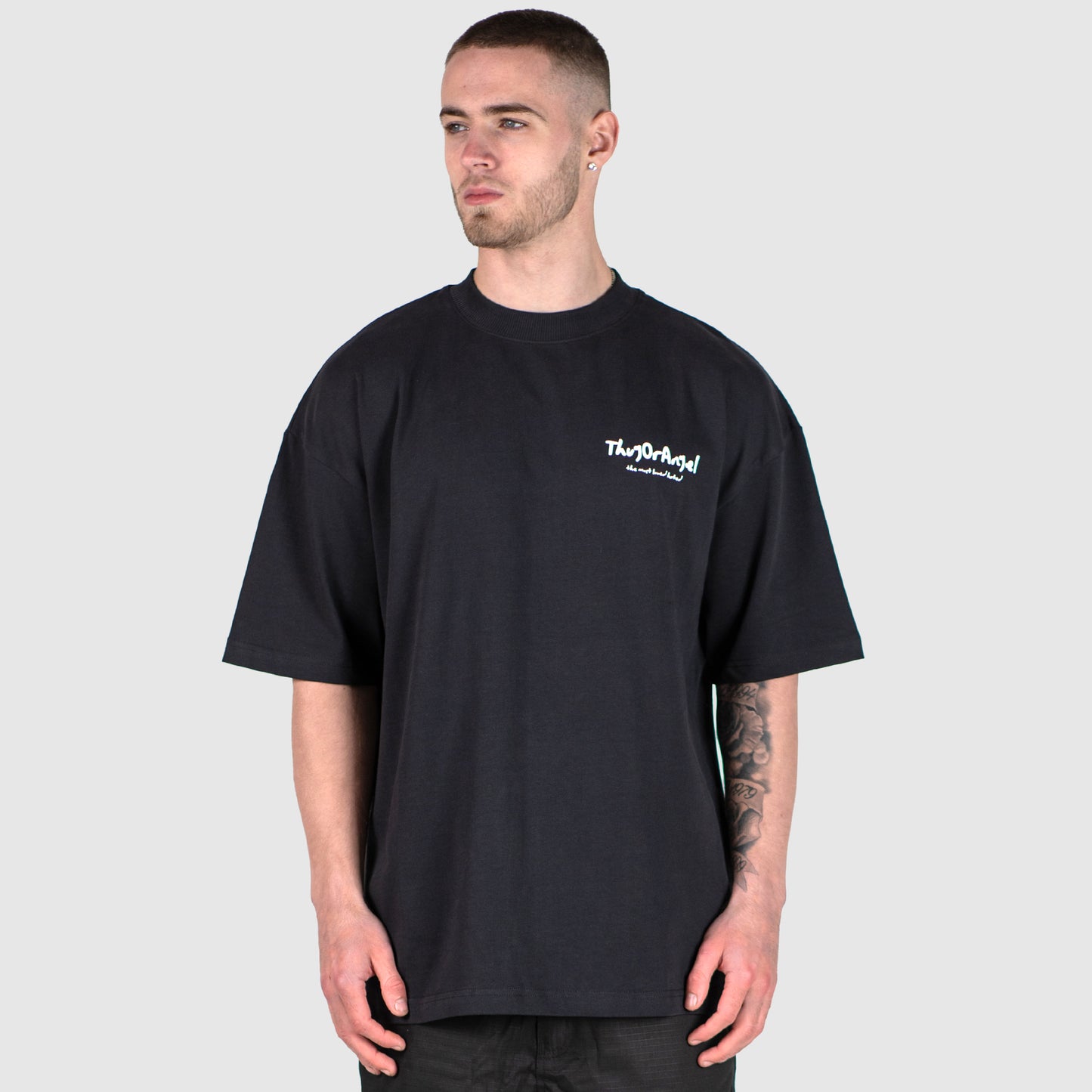 Thugorangel Oversized Premium Weight Cotton T-Shirt - Black/White
