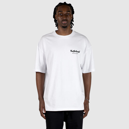 Thugorangel Oversized Premium Weight Cotton T-Shirt - White/Black