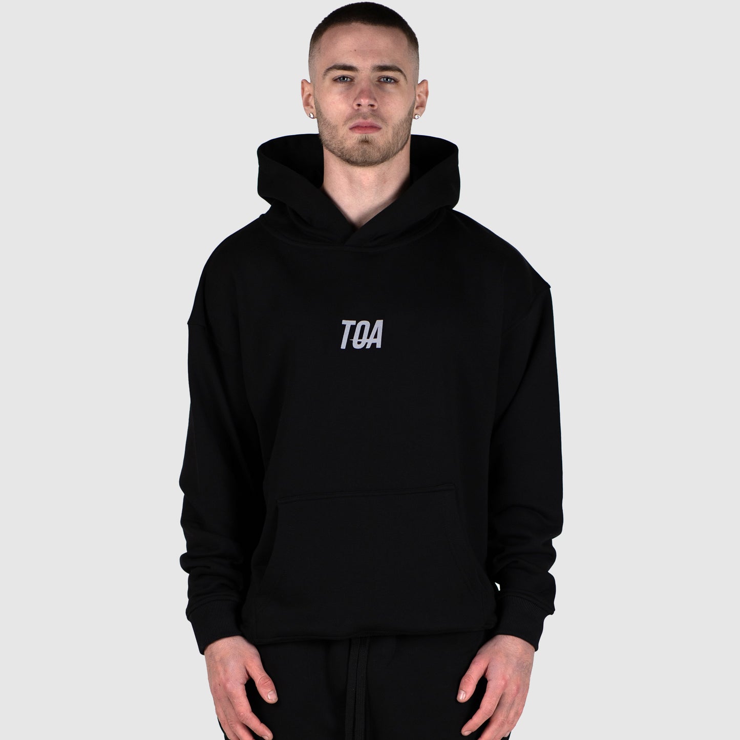TOA Regular Fit Premium Weight Pullover Hoody - Black/Ultimate Grey