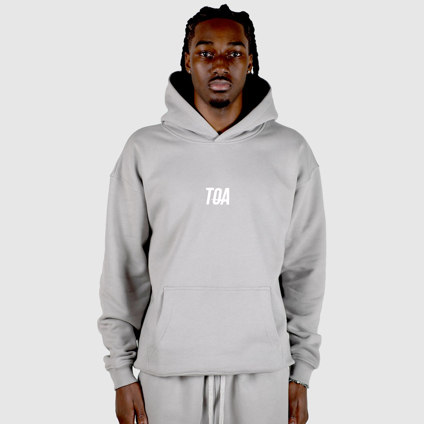 TOA Regular Fit Premium Weight Pullover Hoody - Ultimate Grey/White