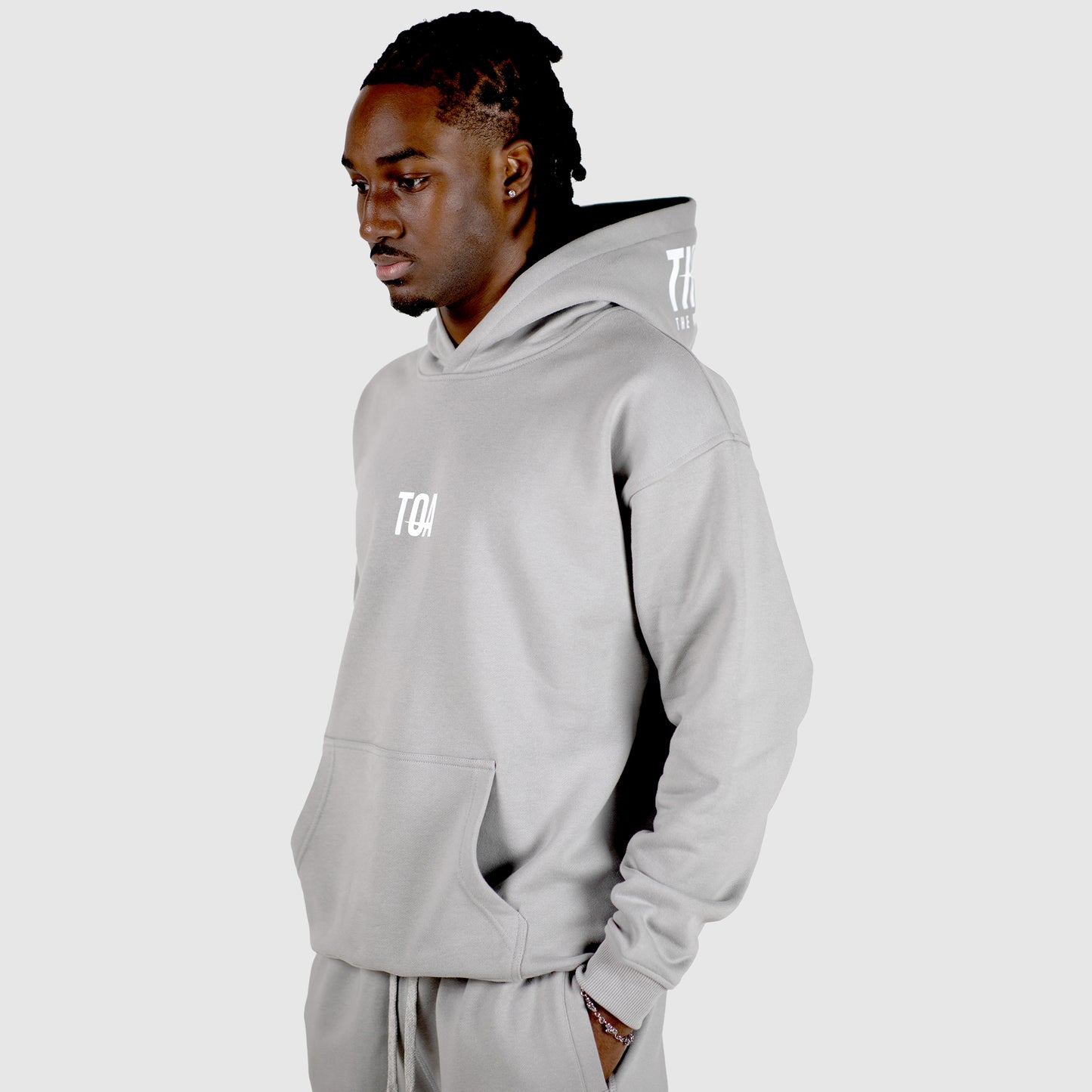 TOA Regular Fit Premium Weight Pullover Hoody - Ultimate Grey/White