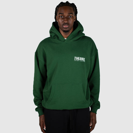 THGANGL Premium Weight Pullover Relaxed Fit Hoody - Dark Green/White