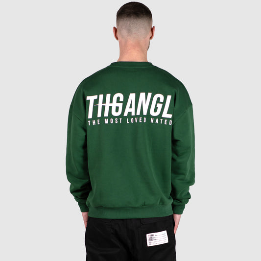 THGANGL Premium Weight Relaxed Fit Sweatshirt - Dark Green/White
