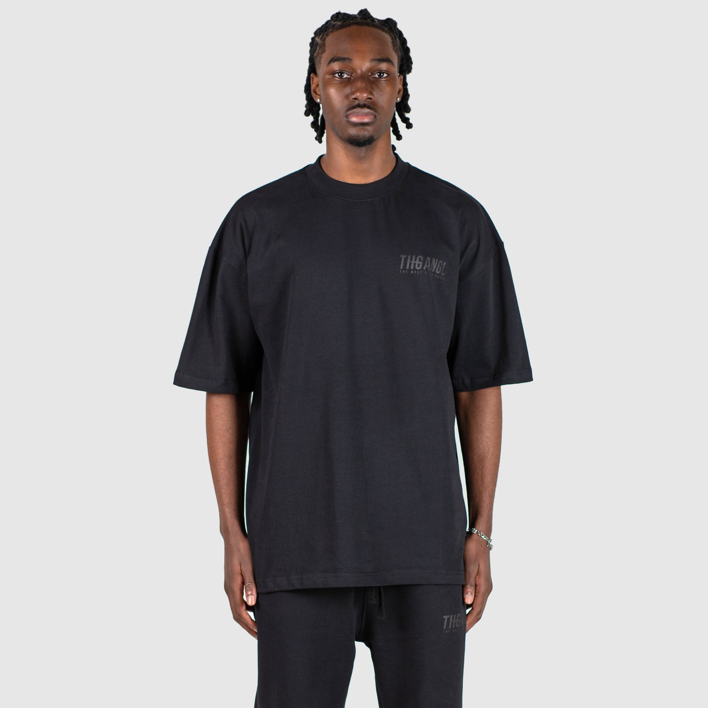 THGANGL Oversized Premium Weight Cotton T-Shirt - Black/Stealth