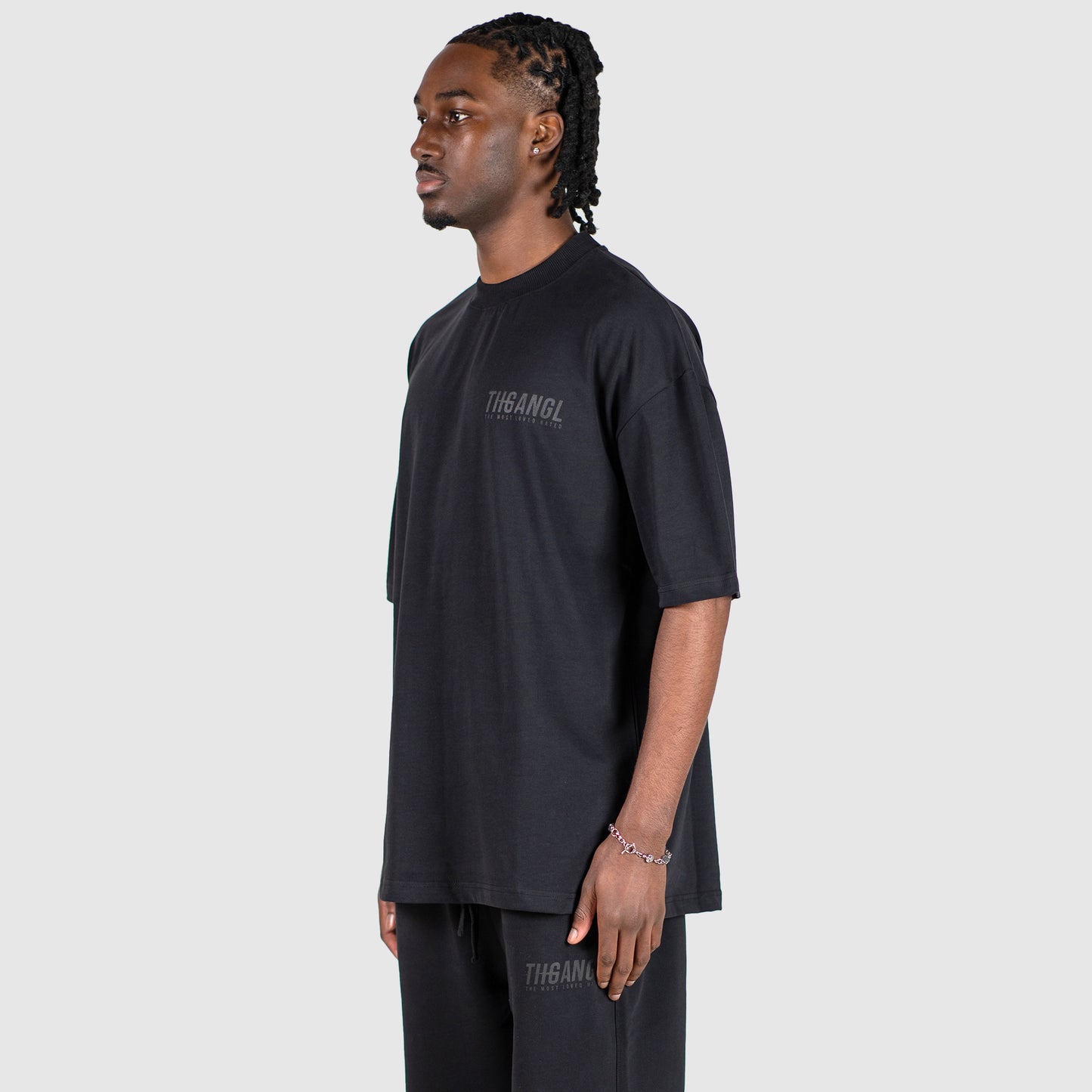 THGANGL Oversized Premium Weight Cotton T-Shirt - Black/Stealth