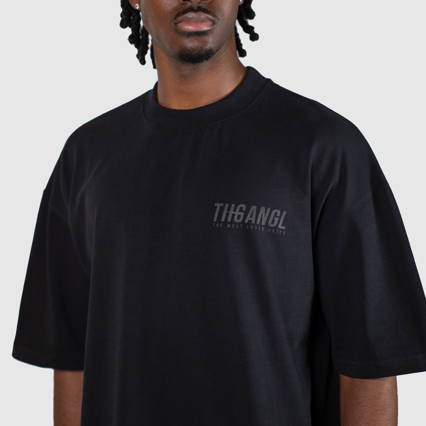 THGANGL Oversized Premium Weight Cotton T-Shirt - Black/Stealth