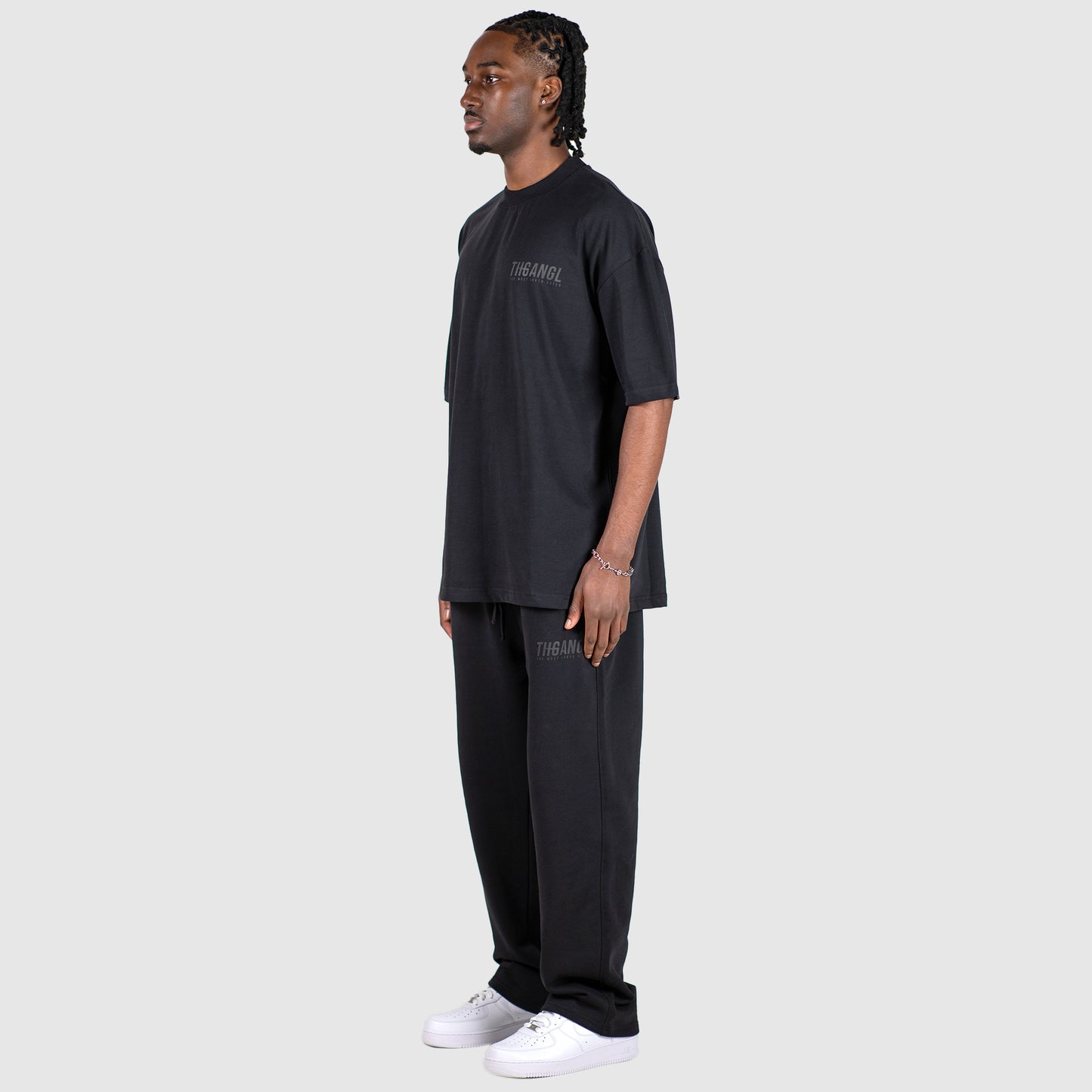 THGANGL Oversized Premium Weight Cotton T-Shirt - Black/Stealth