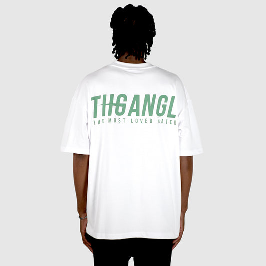 THGANGL Oversized Premium Weight Cotton T-Shirt - White/Green