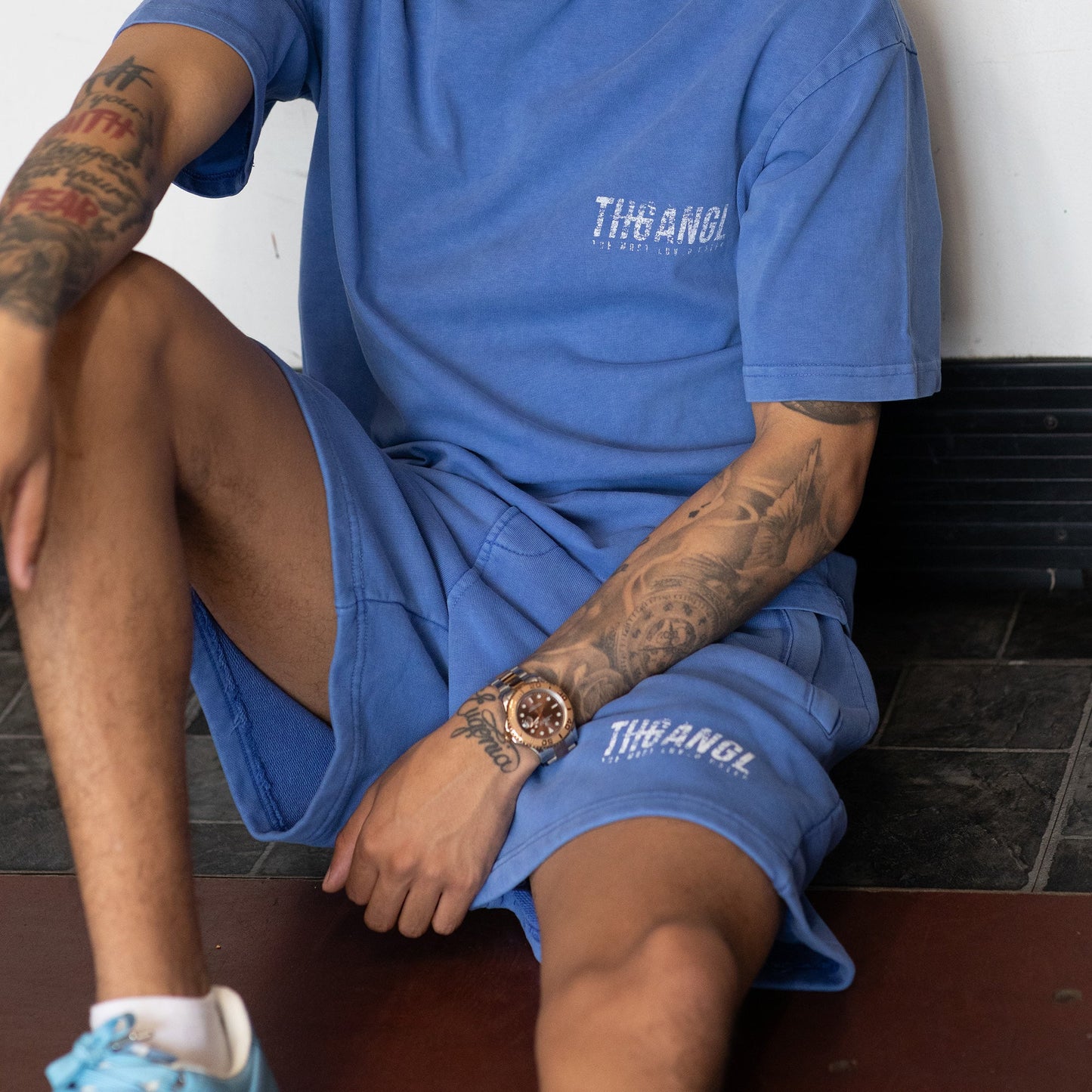 Washed Uniform Shorts - Blue