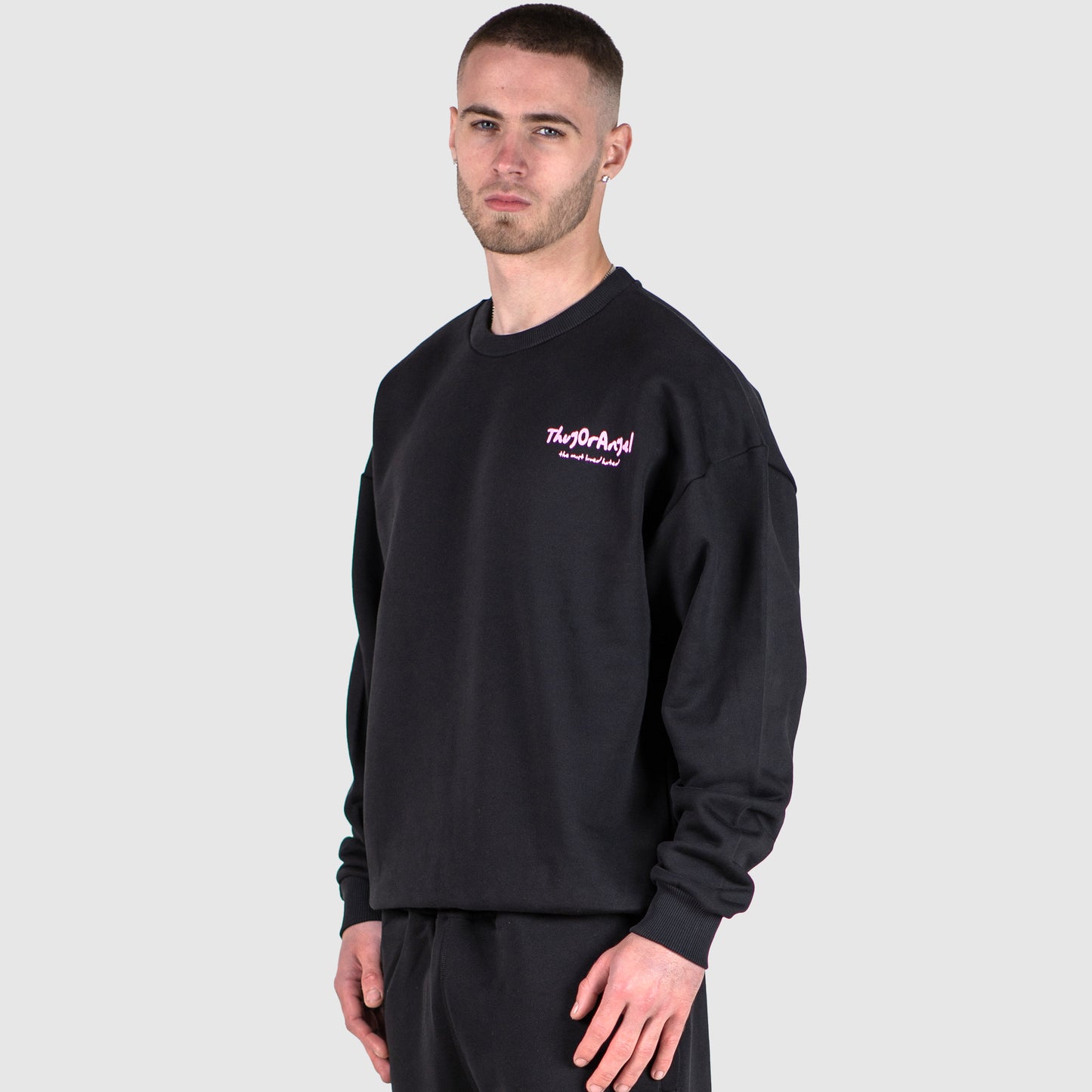 Thugorangel Relaxed Fit Sweatshirt - Black/Pink