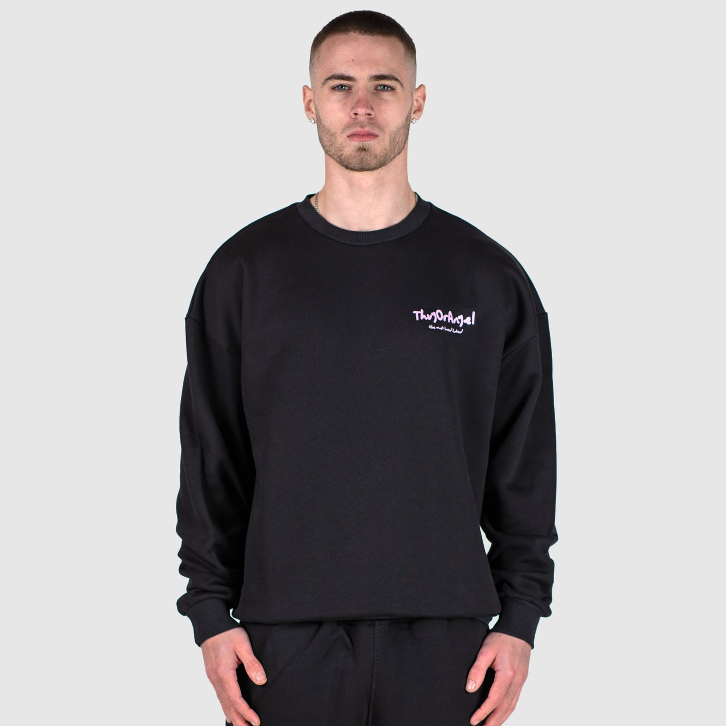 Thugorangel Relaxed Fit Sweatshirt - Black/Pink