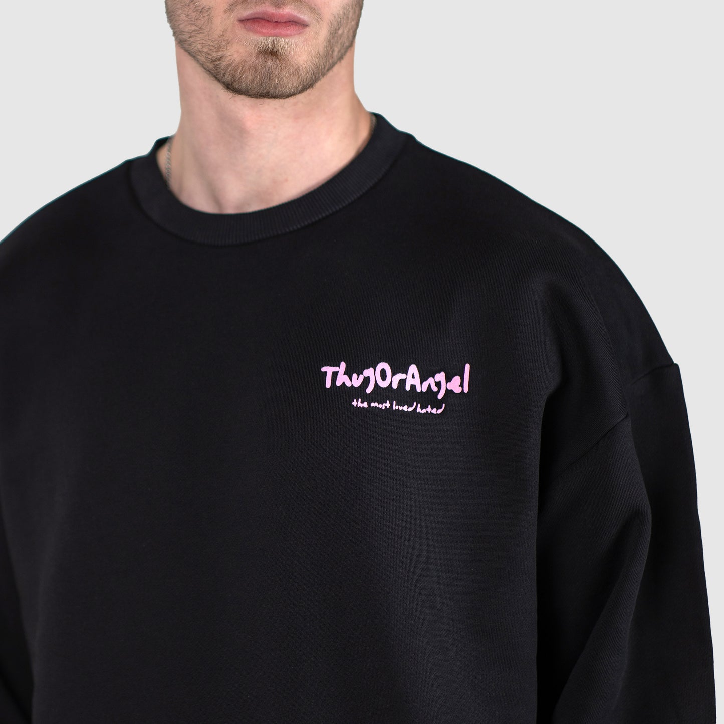 Thugorangel Relaxed Fit Sweatshirt - Black/Pink