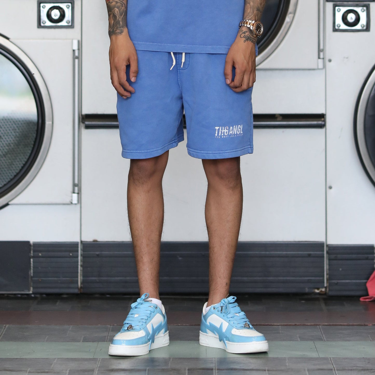 Washed Uniform Shorts - Blue