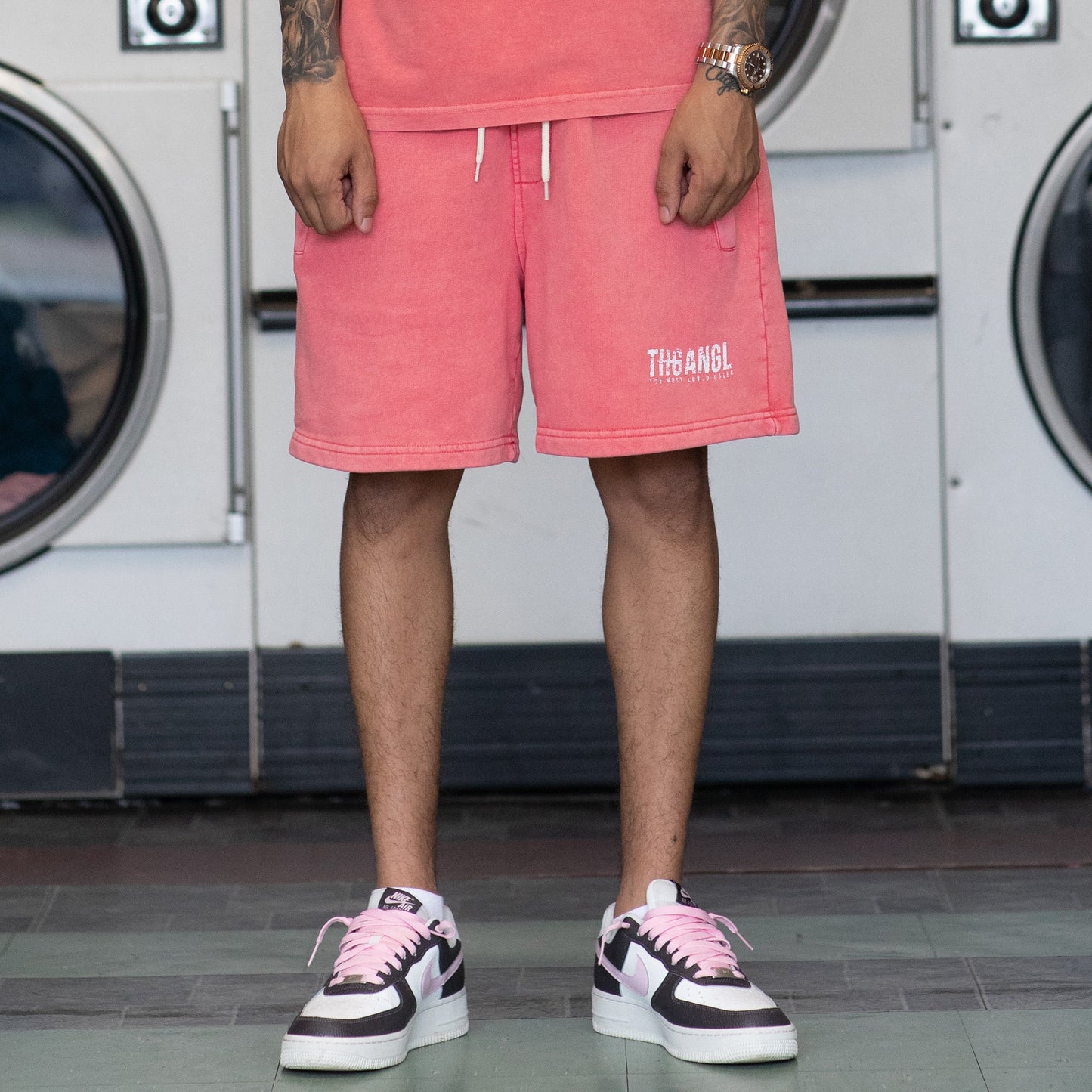 Washed Uniform Shorts - Pink